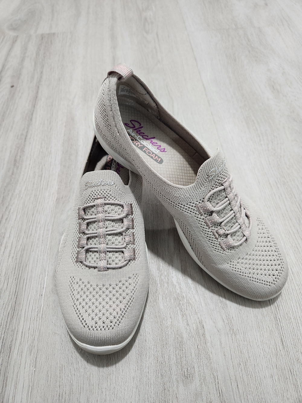 Skechers Women's Light Taupe Knit Slip-On Sneakers